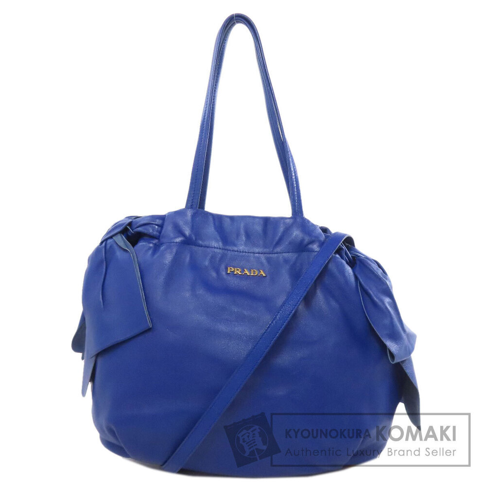 Prada Nappa leather 2way tote Shoulder bag bow Blue